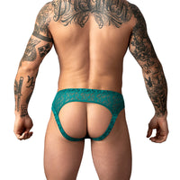 Male Power Ripple Moon Jock - Teal L/XL