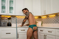 Male Power Ripple Moon Jock - Teal L/XL