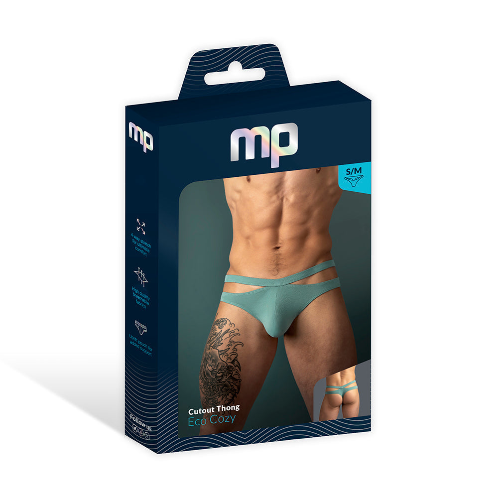 Male Power Eco Cozy Cutout Thong Green L/XL