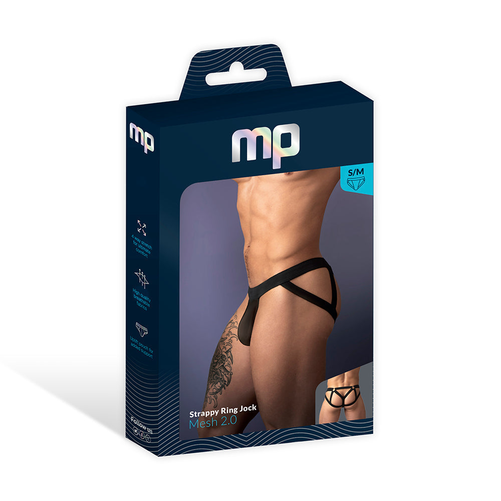 Male Power Mesh 2.0 Strappy Ring Jock - Black