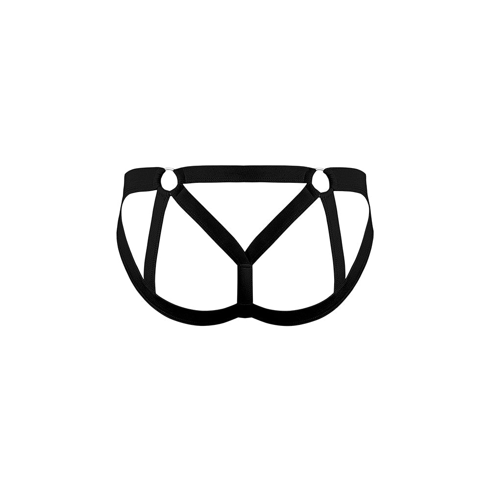 Male Power Mesh 2.0 Strappy Ring Jock - Black L/XL