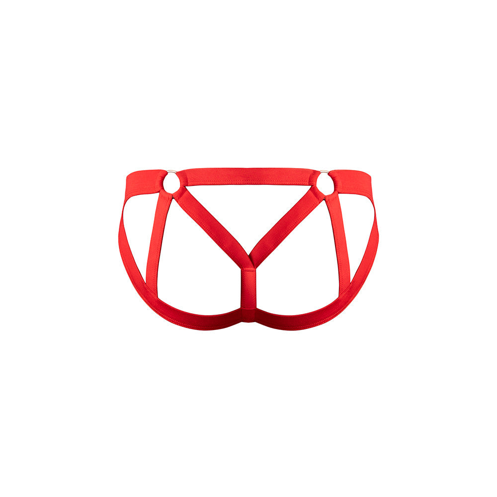 Male Power Mesh 2.0 Strappy Ring Jock - Red S/M