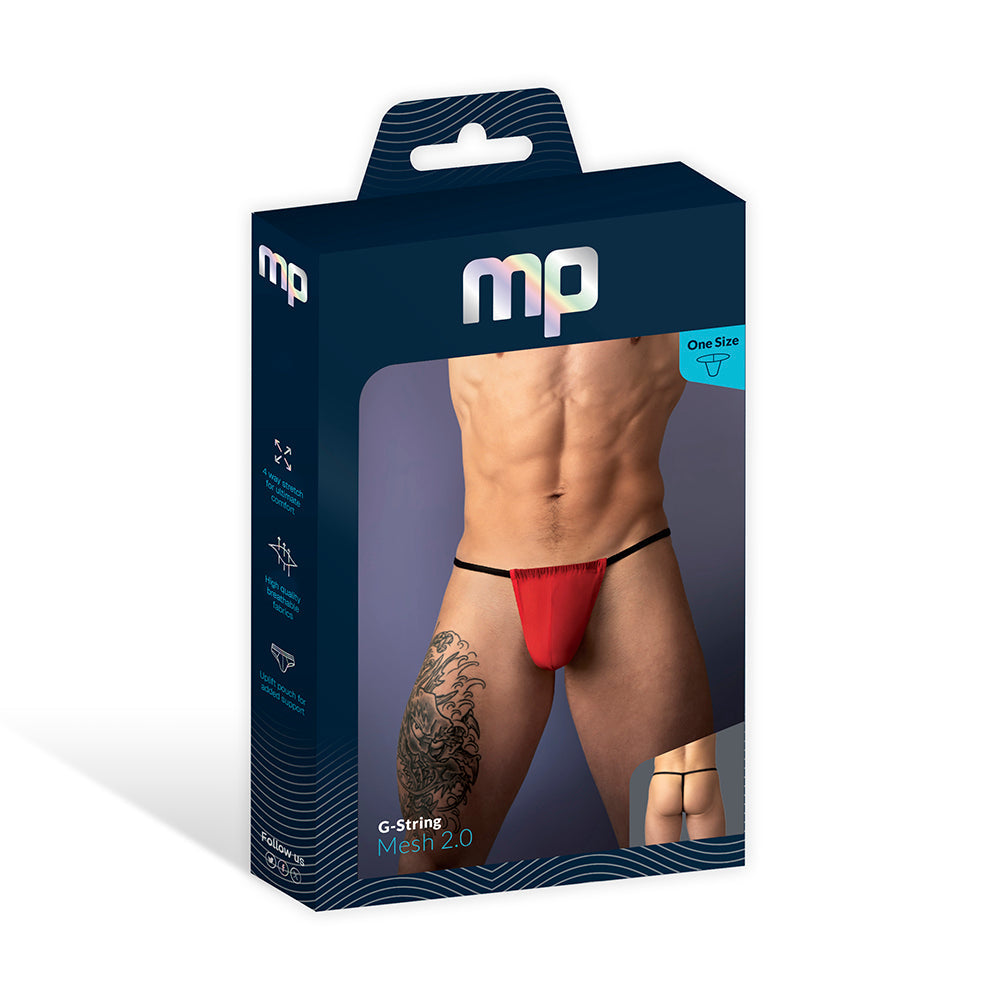 Male Power Mesh 2.0 G-String - Red O/S
