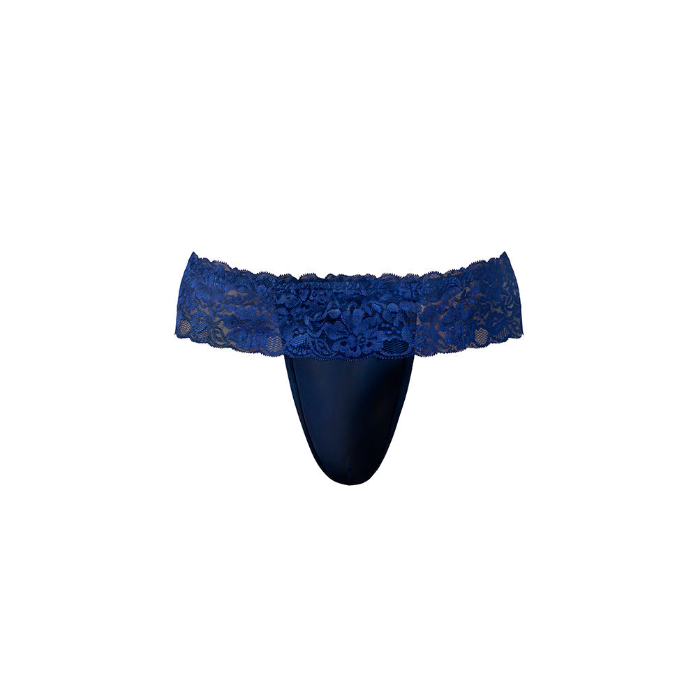 Male Power Sassy Lace Skirt Jock - Navy S/M