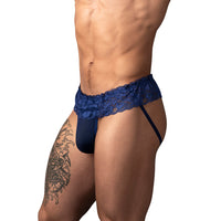 Sassy Lace Skirt Jock in Navy L/XL