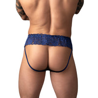 Sassy Lace Skirt Jock in Navy L/XL