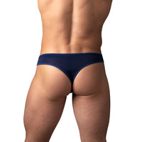 Male Power Sassy Lace Open Ring Thong - Navy S/M