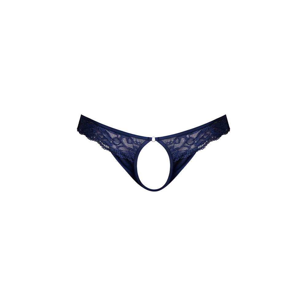 Male Power Sassy Lace Open Ring Thong - Navy S/M