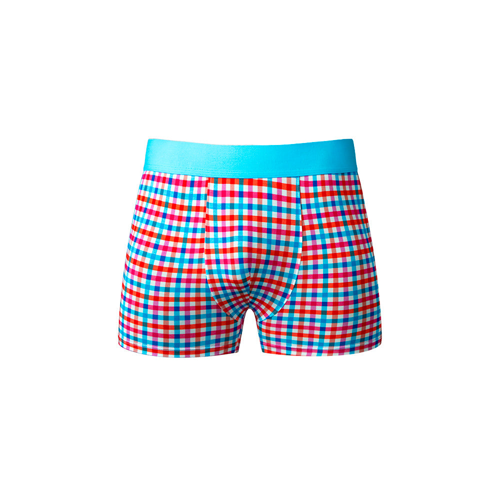 Male Power So Cumfy Gingham Boxer Brief - Turquoise S