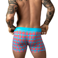 So Cumfy Gingham Boxer Brief in Turquoise M