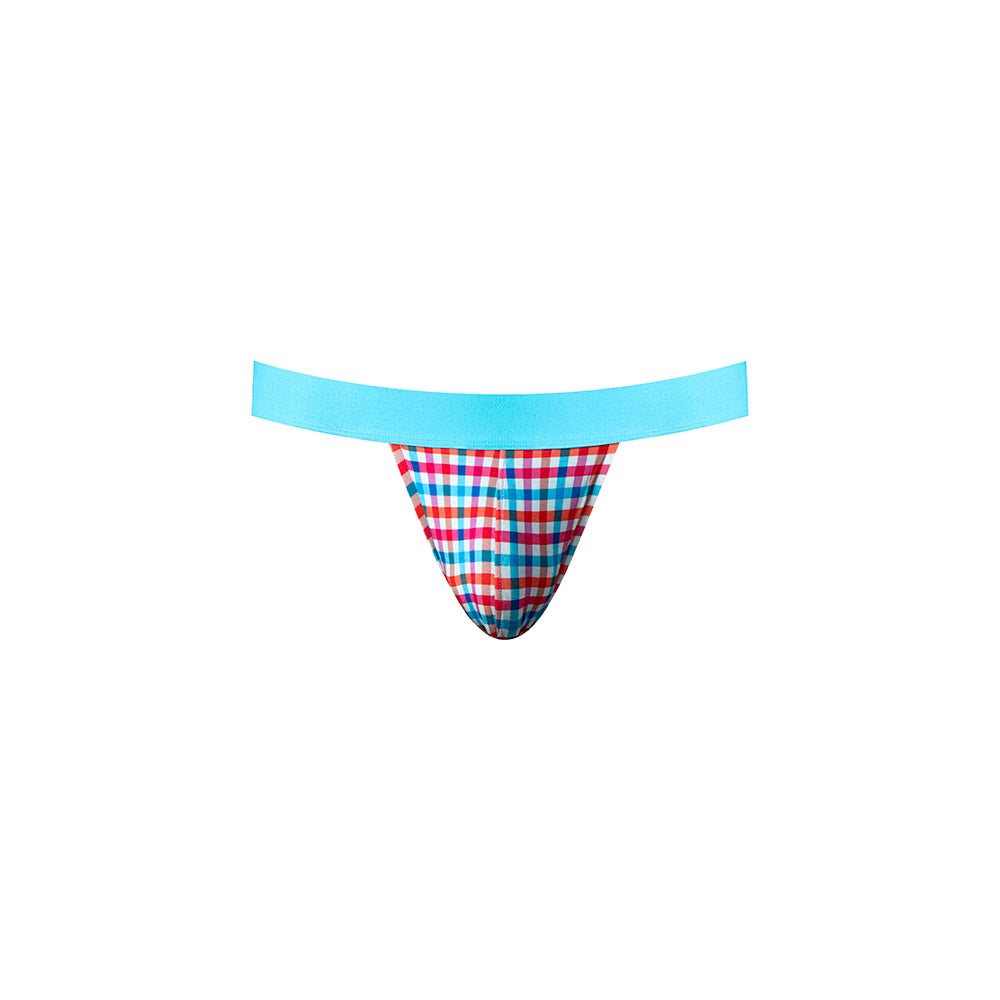Male Power So Cumfy Gingham Jock Turquoise S/M