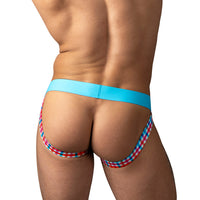 Male Power So Cumfy Gingham Jock Turquoise L/XL