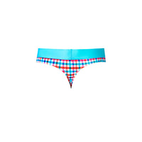 Male Power So Cumfy Gingham Thong in Turquoise S/M