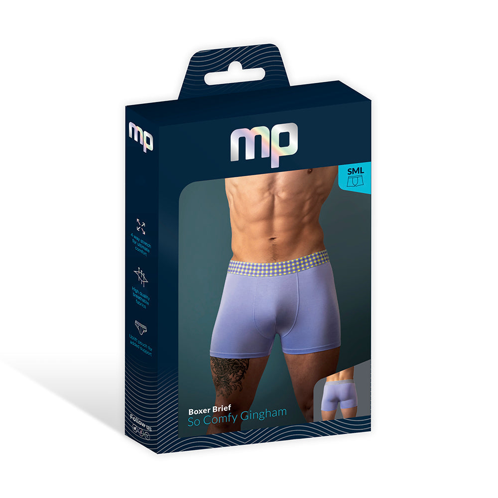 Male Power So Cumfy Gingham Boxer Brief Purple S