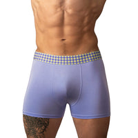 Male Power So Cumfy Gingham Boxer Brief - Purple M