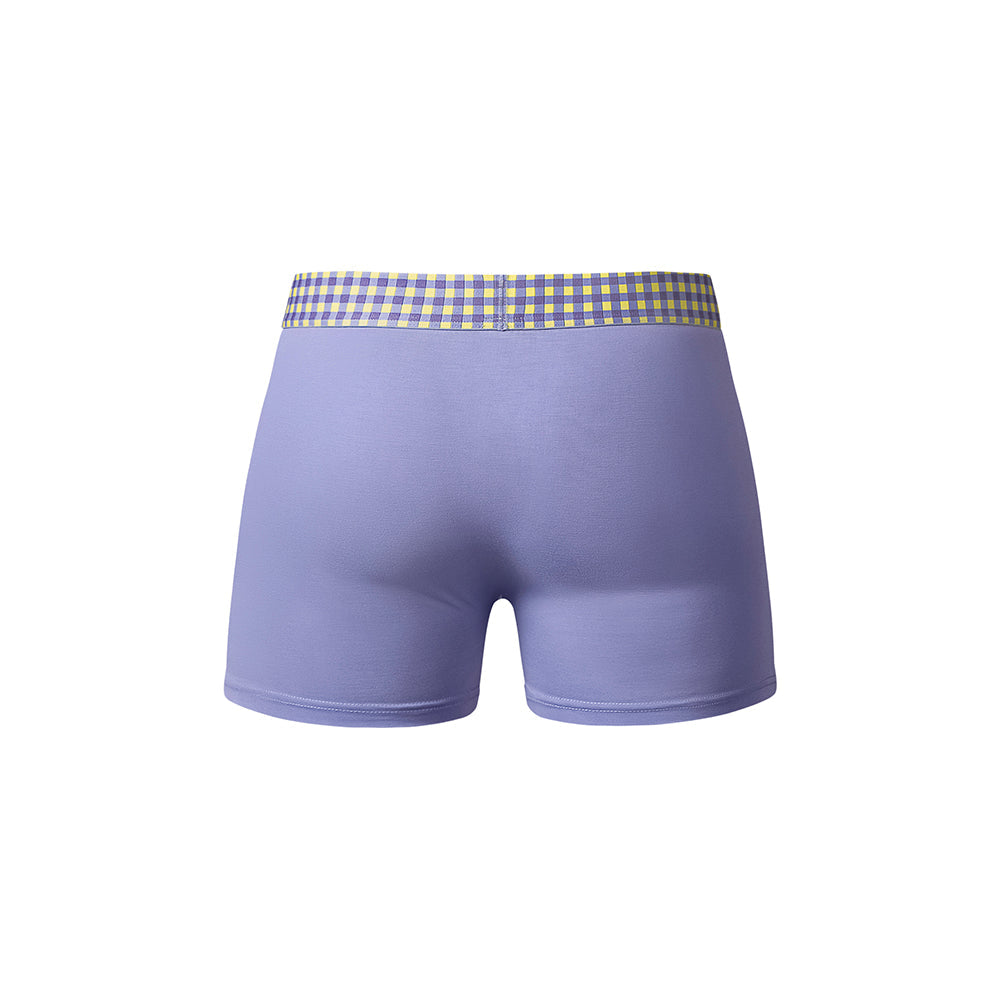 Male Power So Cumfy Gingham Boxer Brief - Purple M