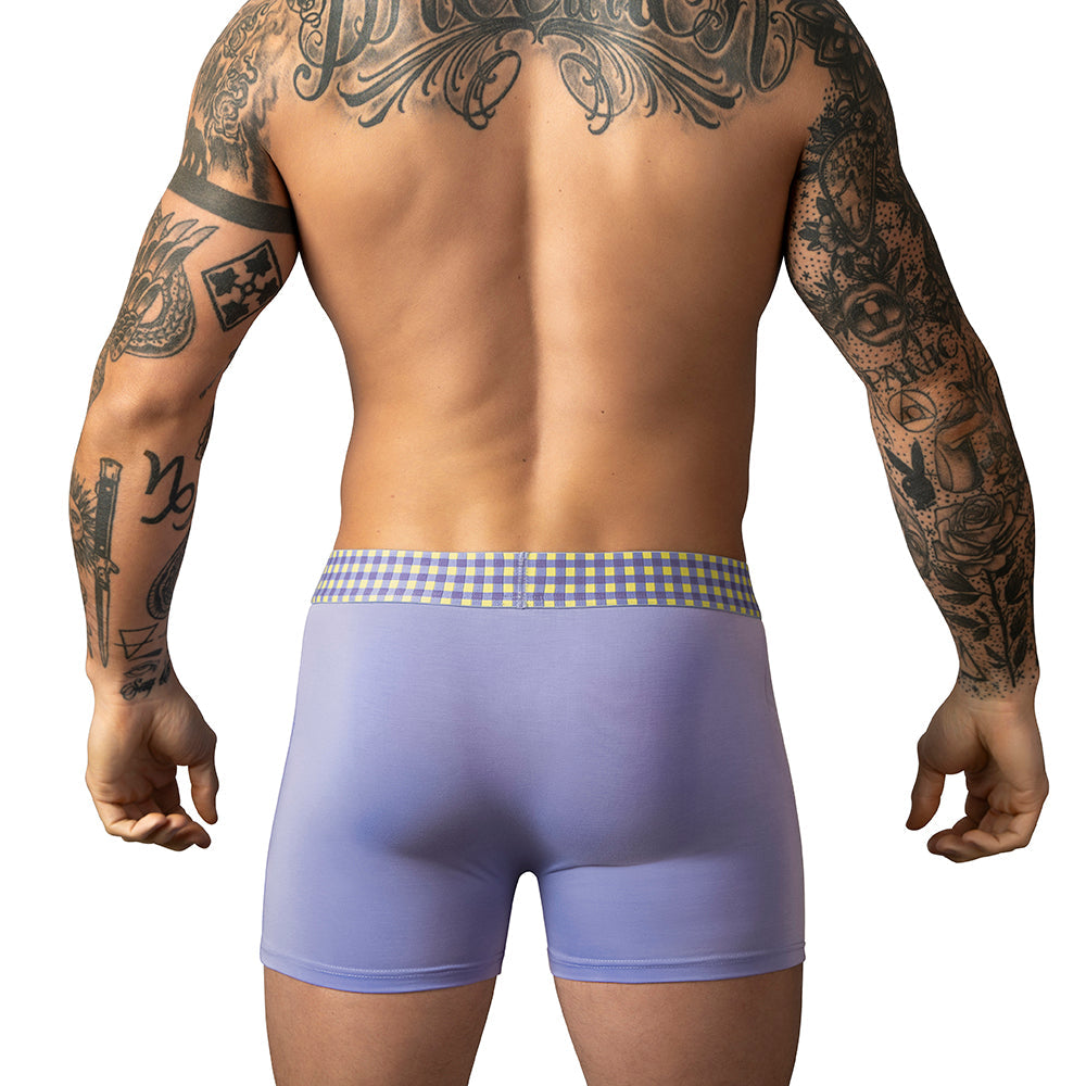 Male Power So Cumfy Gingham Boxer Brief - Purple XL