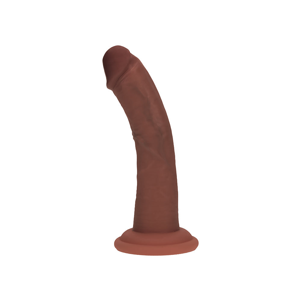 Realrock Dual Density Silicone Realistic Curved Dildo - 6 in. Brown