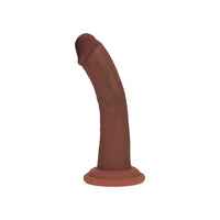 Realrock Dual Density Silicone Realistic Curved Dildo - 6 in. Brown