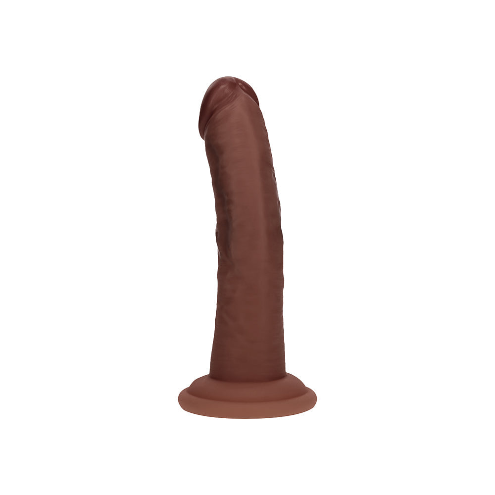 Realrock Dual Density Silicone Realistic Curved Dildo - 6 in. Brown