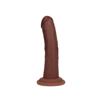 Realrock Dual Density Silicone Realistic Curved Dildo - 6 in. Brown