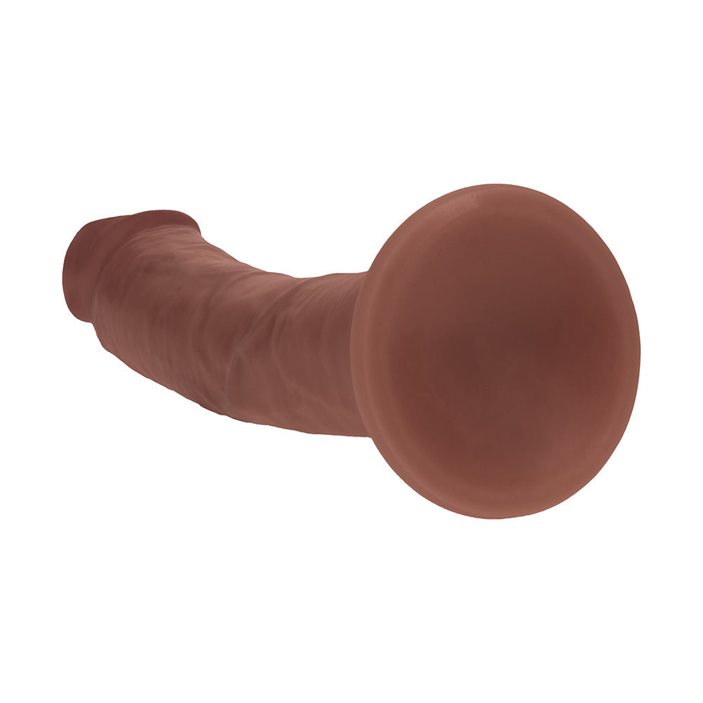 Realrock Dual Density Silicone Realistic Curved Dildo - 6 in. Brown