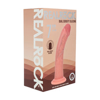 Realistic Dual Density Silicone Curved Dildo 7 in. Beige