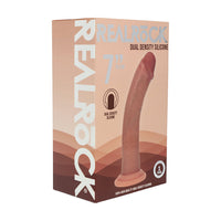 Realrock Dual Density Silicone Realistic Curved Dildo 7 in. Tan