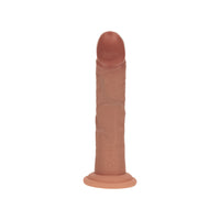 Realrock Dual Density Silicone Realistic Curved Dildo 7 in. Tan