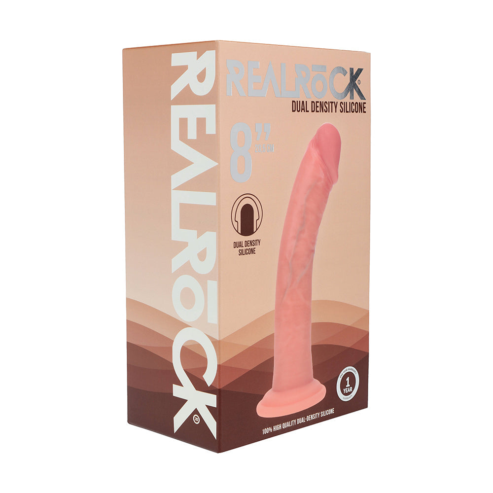 Realistic Dual Density Silicone Curved Dildo 8 in. Beige