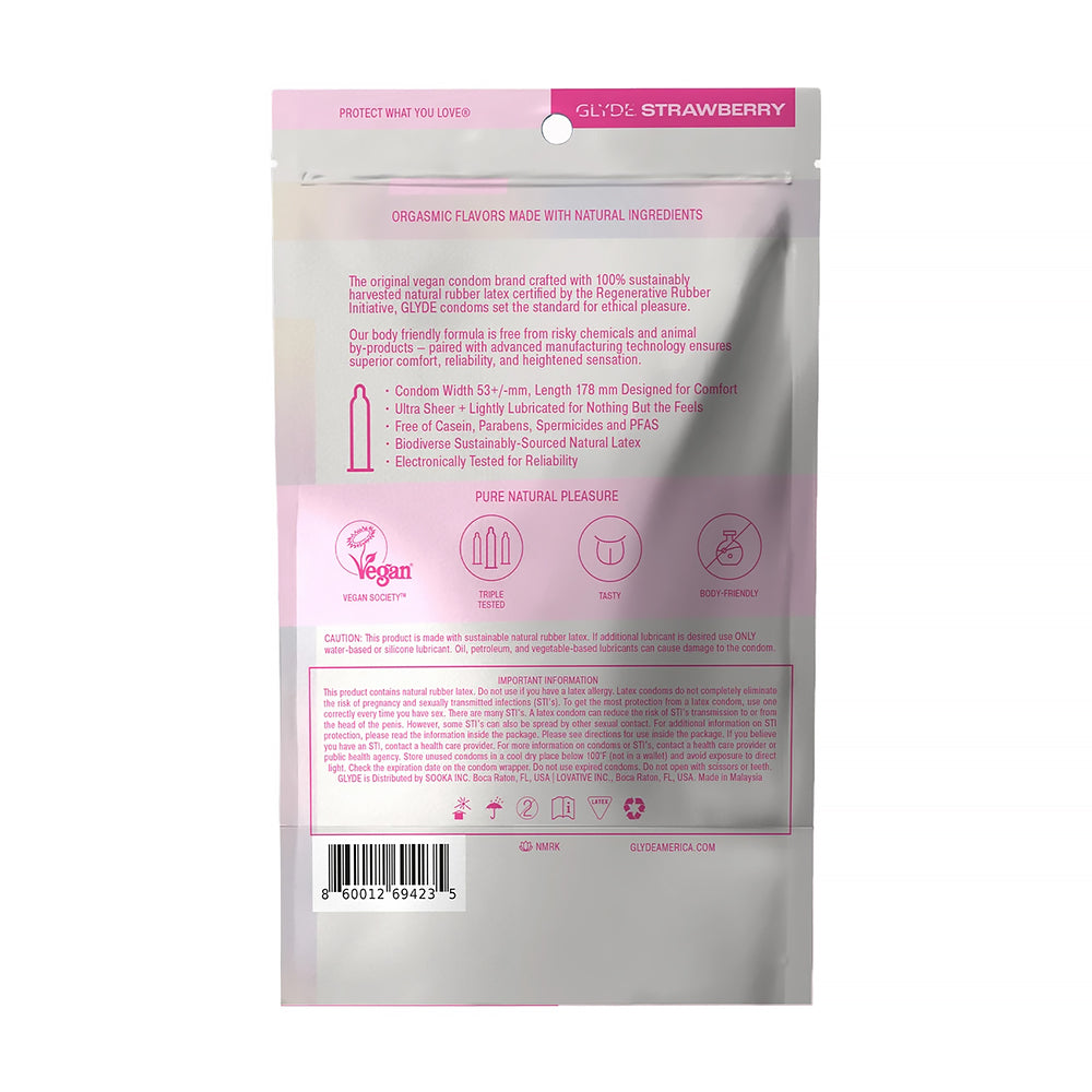 GLYDE Condom Strawberry 12-Count