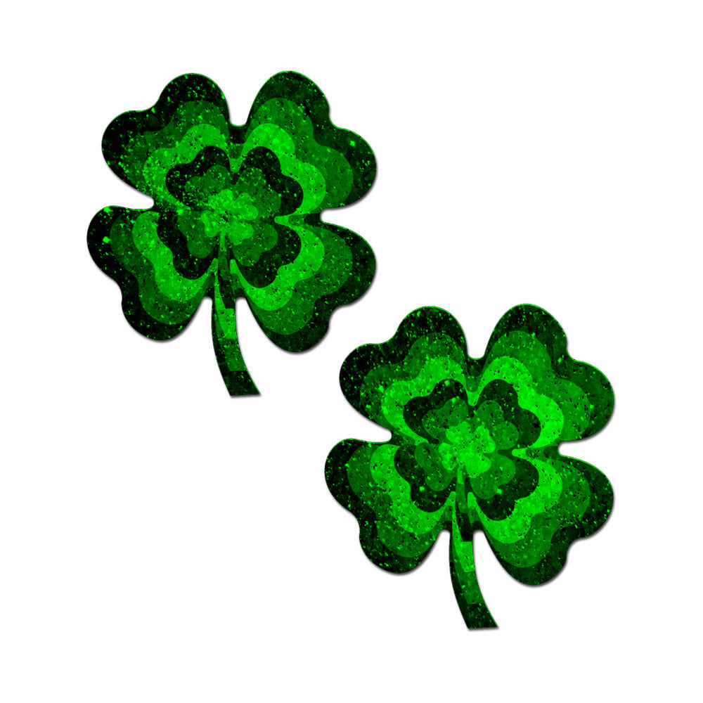 Pastease Four Leaf Clover Green Glitter Velvet Nipple Pasties