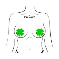 Pastease Four Leaf Clover Green Glitter Velvet Nipple Pasties