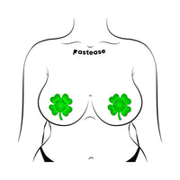 Pastease Four Leaf Clover Green Glitter Velvet Nipple Pasties