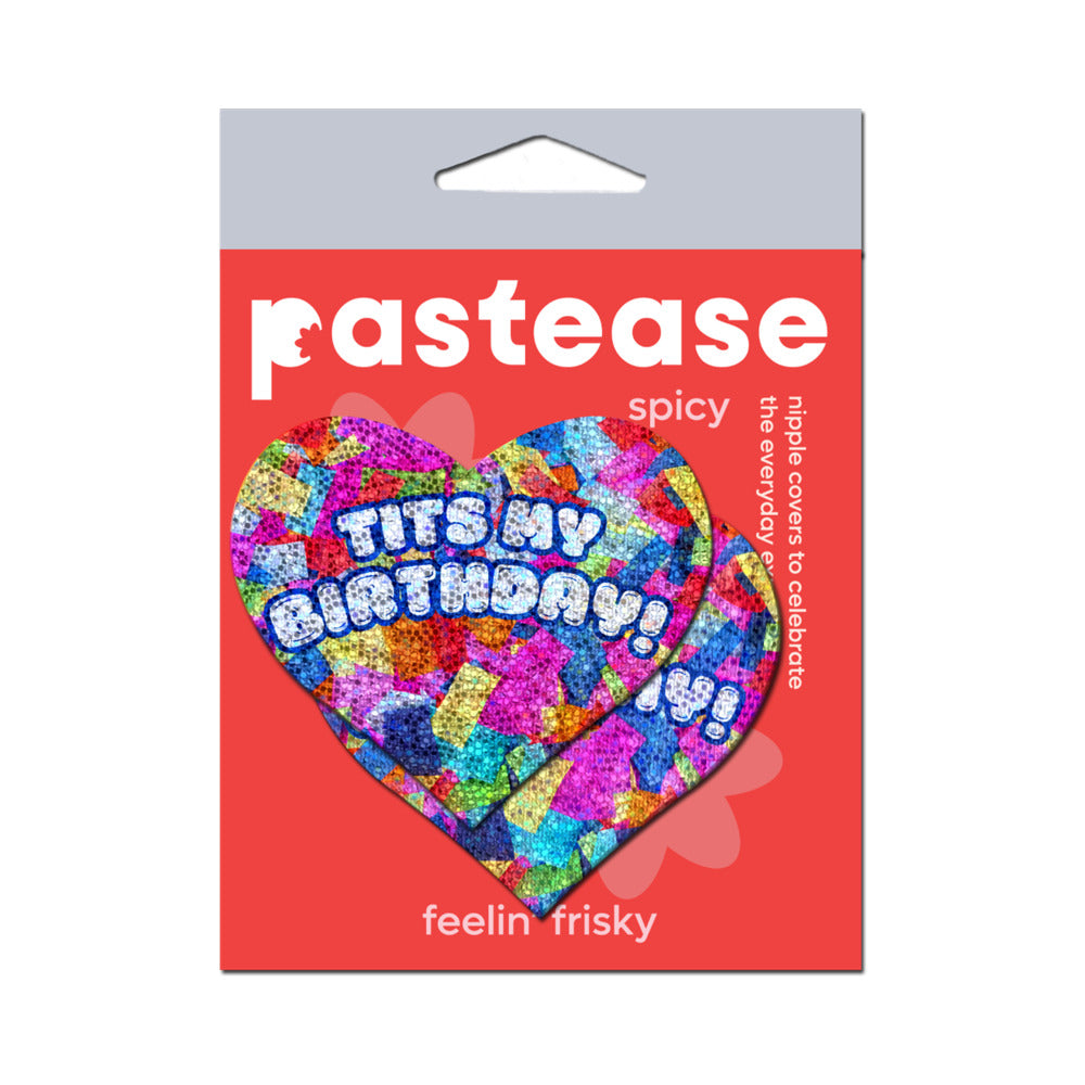 Tits My Birthday! Heart Breast Pasties with Confetti