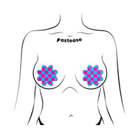 Pastease Neon Checkered Pink & Blue Petal Breast Pasties