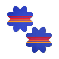 Pastease Vibrant Retro Stripes on Blue Petal Breast Pasties