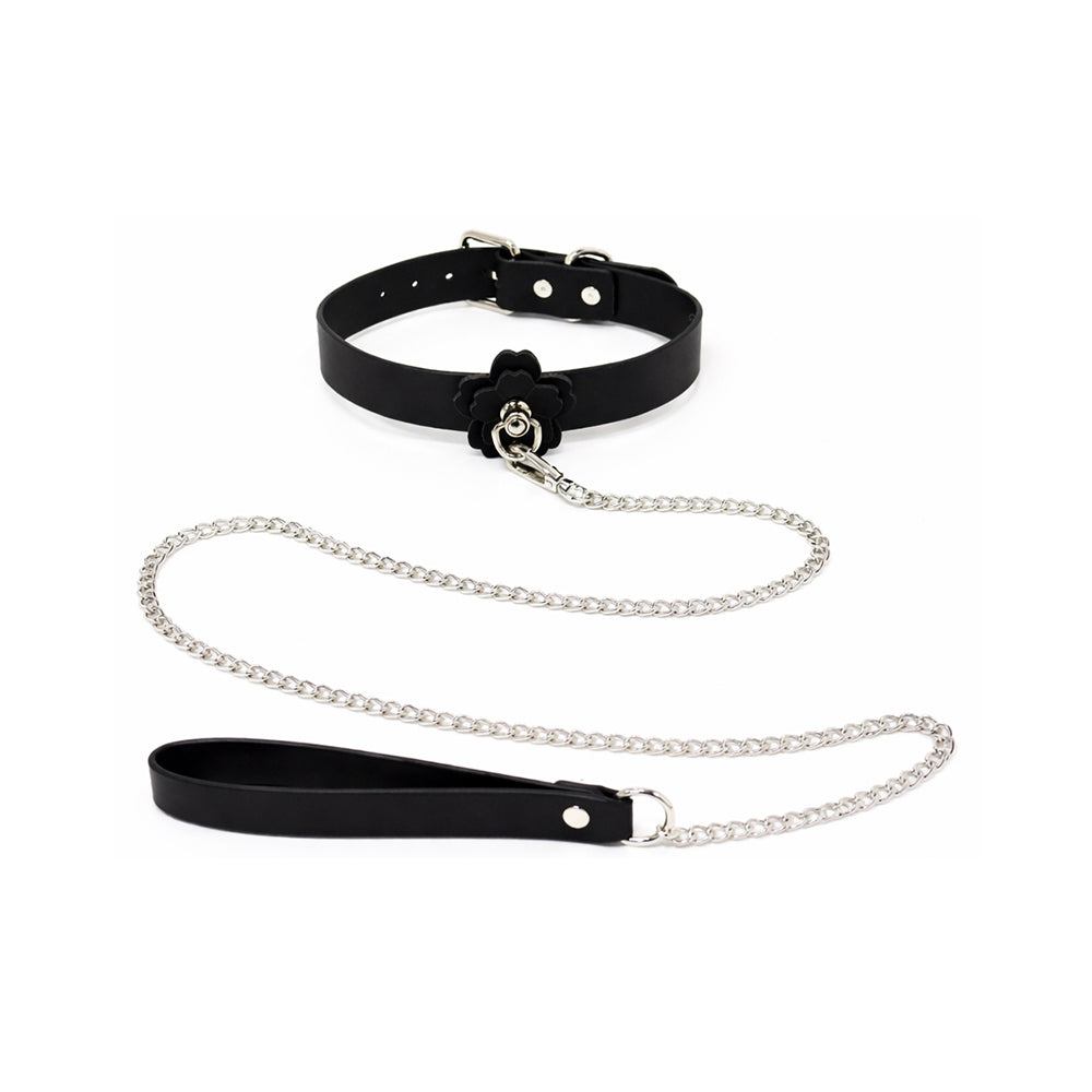 Heat Tease Flower Collar in Black/Pink