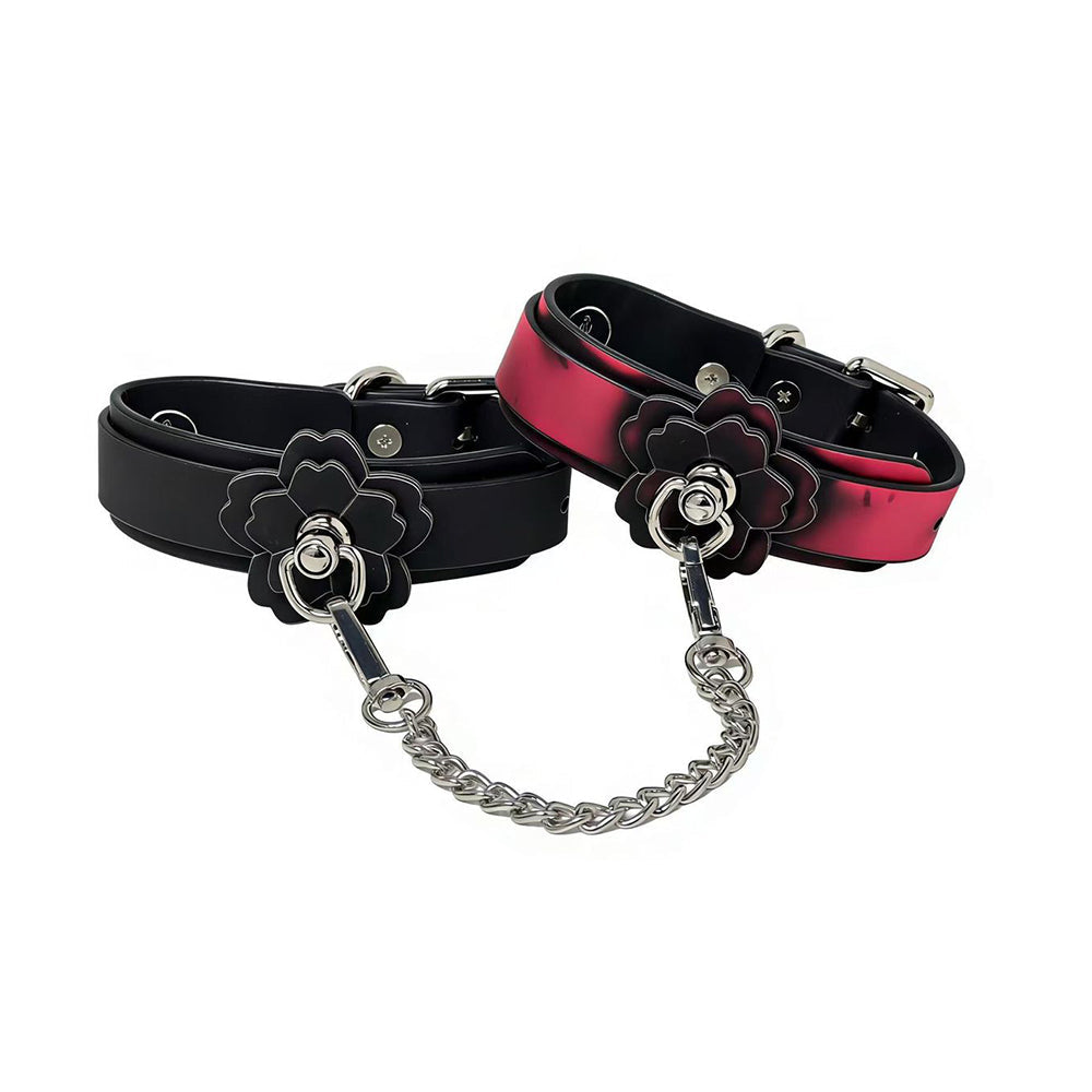 Heat Tease Flower Cuffs Black/Pink