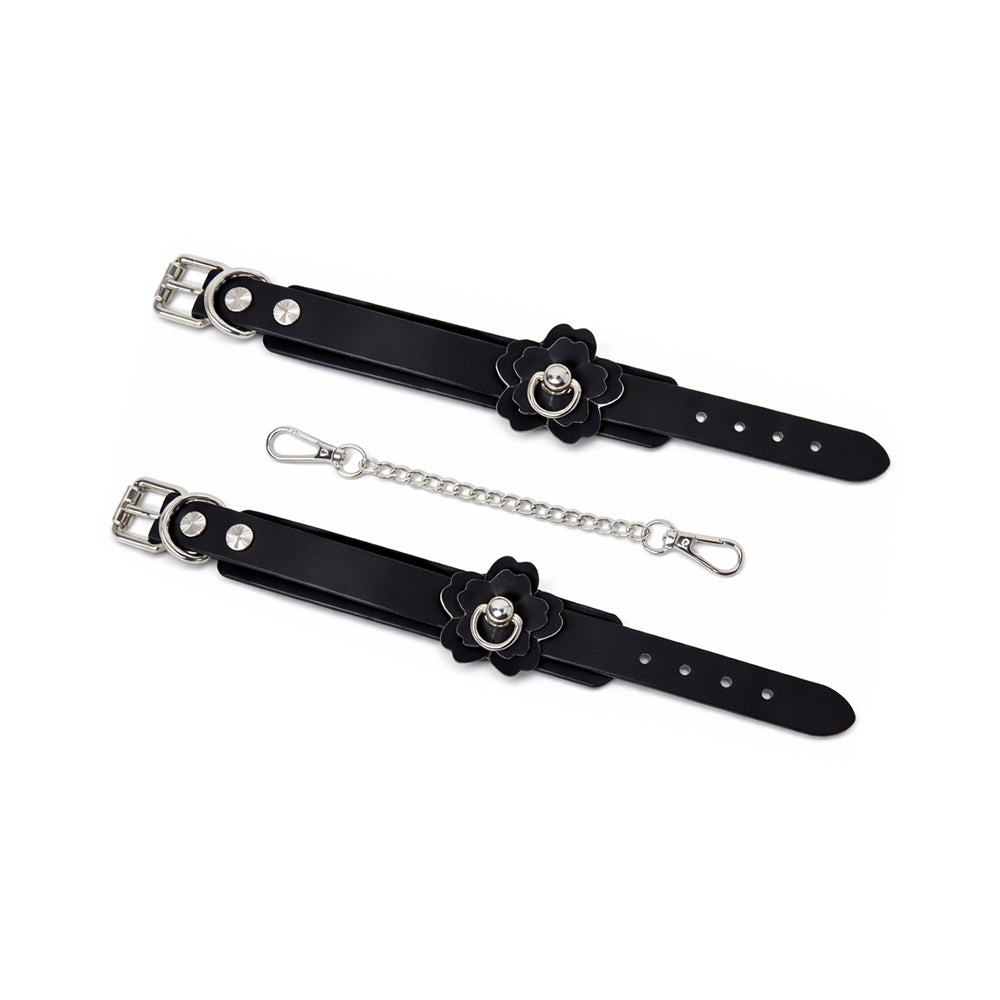 Heat Tease Flower Cuffs Black/Pink