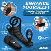 JOCK Enhancers Triple Rush Vibrating C-Ring & Anal Plug
