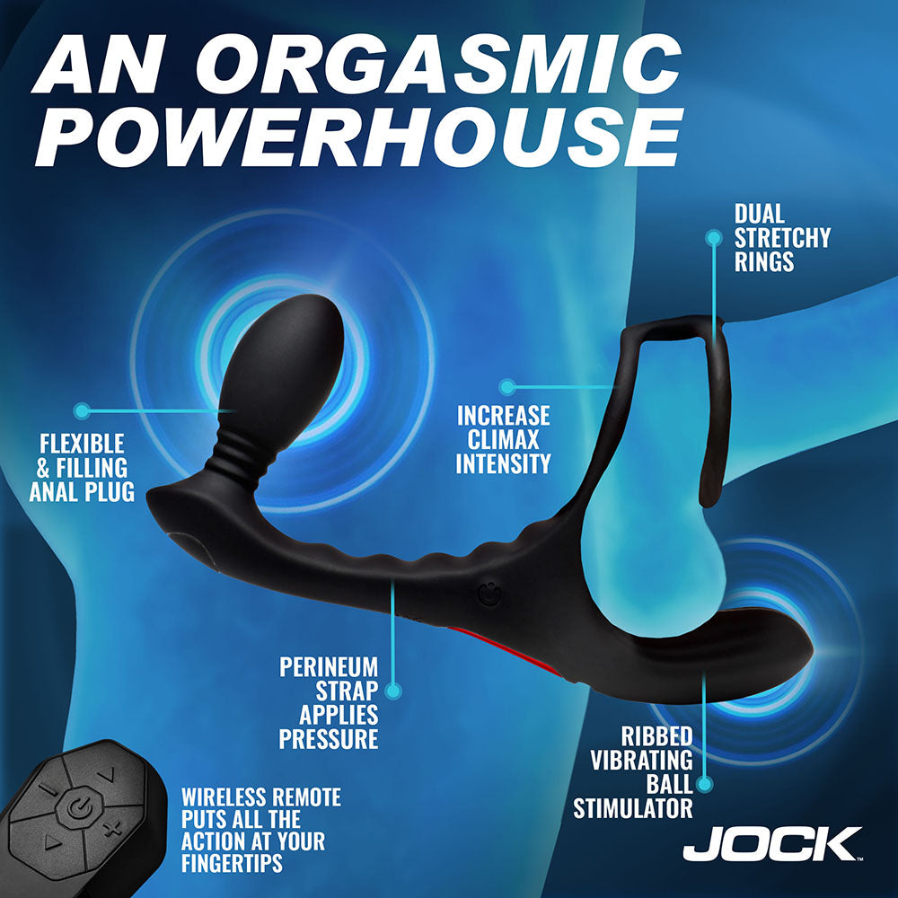 JOCK Enhancers Triple Rush Vibrating C-Ring & Anal Plug