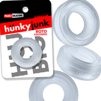 Hunkyjunk Roto Grooved Gripper-Ribbed Cockring Clear Steam