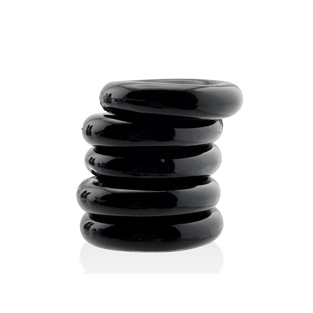 Hunkyjunk Jacker 5-Stack Five-Pack Tube Super-Strong Cockrings Black