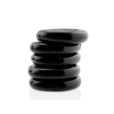 Hunkyjunk Jacker 5-Stack Five-Pack Tube Super-Strong Cockrings Black