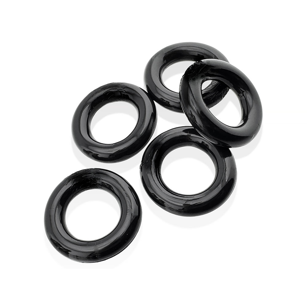 Hunkyjunk Jacker 5-Stack Five-Pack Tube Super-Strong Cockrings Black