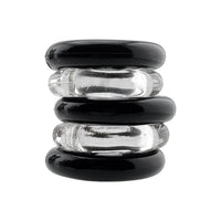 Hunkyjunk Jacker 5-Stack Five-Pack Tube Super-Strong Cockrings Clear/Black