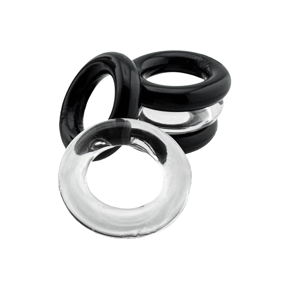 Hunkyjunk Jacker 5-Stack Five-Pack Tube Super-Strong Cockrings Clear/Black