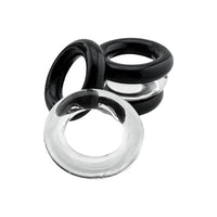 Hunkyjunk Jacker 5-Stack Five-Pack Tube Super-Strong Cockrings Clear/Black