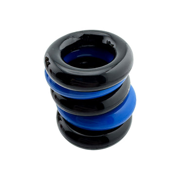 Hunkyjunk Jacker 5-Stack Five-Pack Tube Super-Strong Cockrings Blue/Black